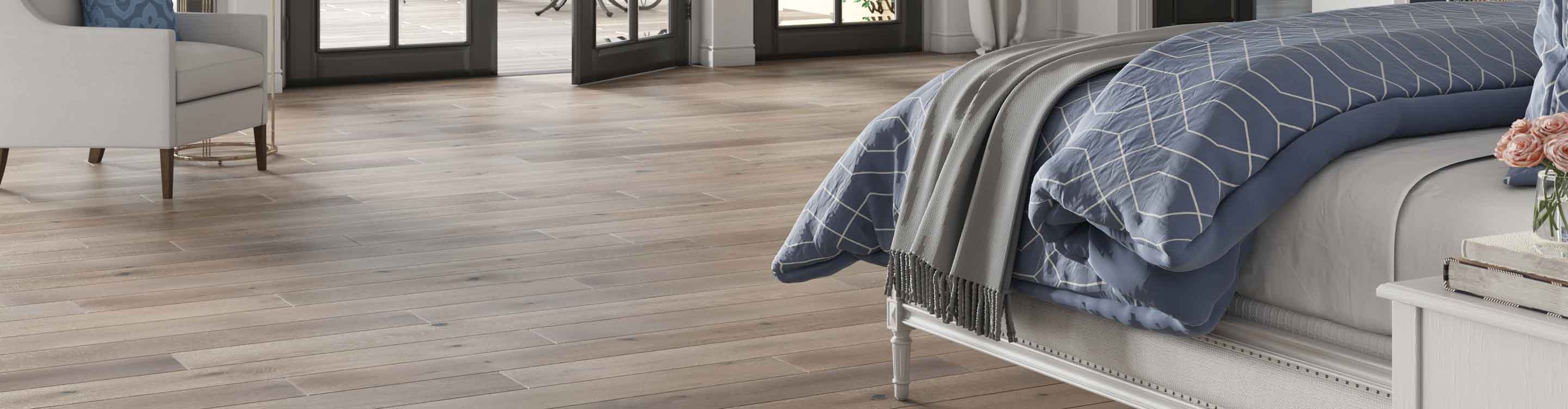 hardwood flooring and fireplace