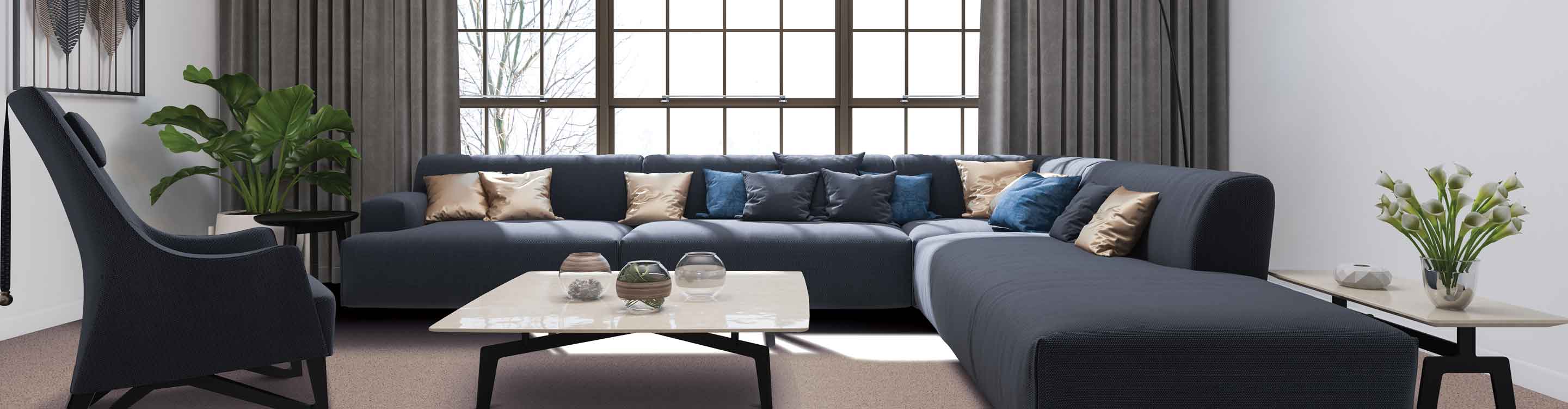 grey curtain in South Lake Tahoe living room